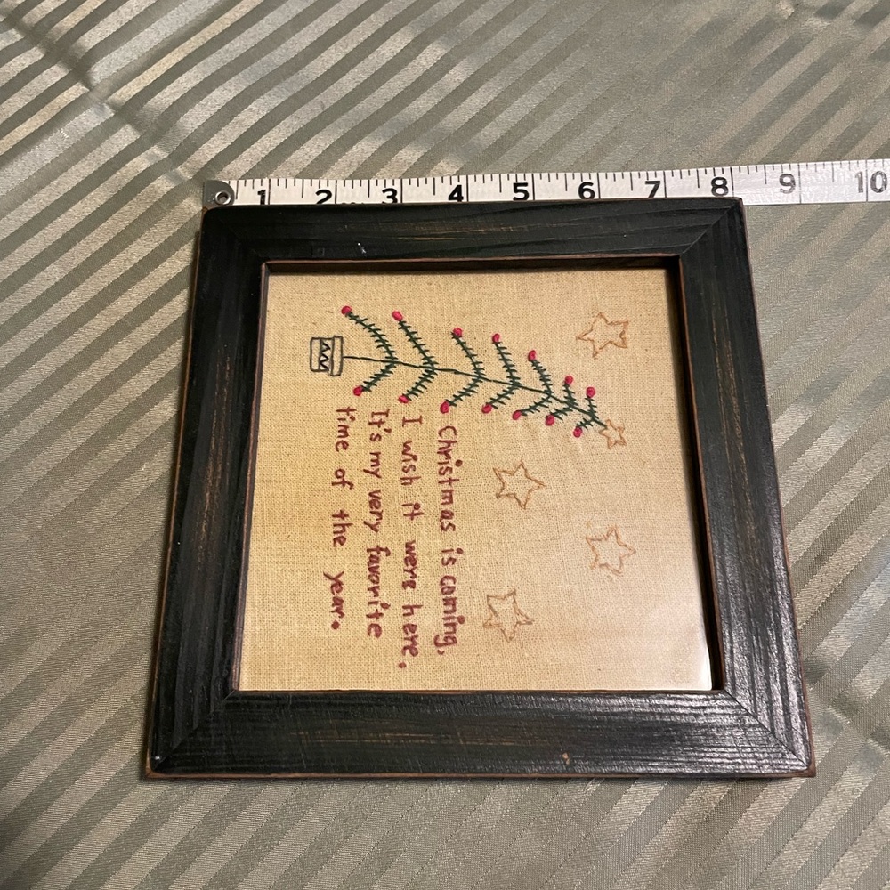 Hand-Embroidered Christmas Tree Art - Framed - Picture 2 of 3